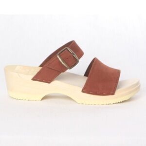Sven 2 Strap Sandal Clogs Brown Leather Size 39 Item 8213